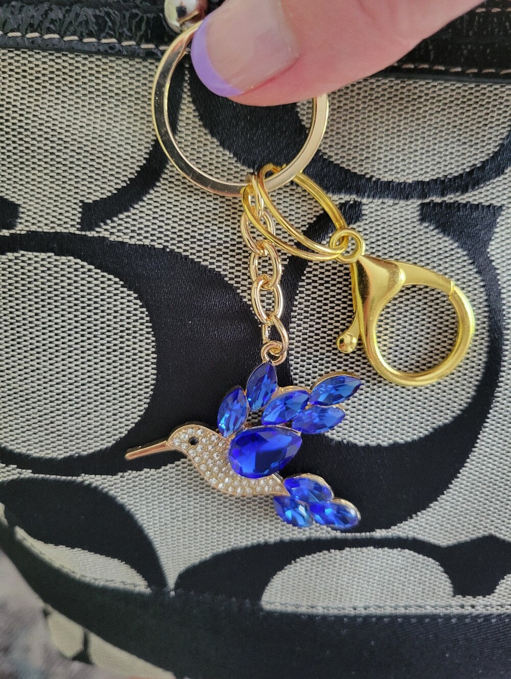 Cobalt Hummingbird Bag Charm Keychain NEW